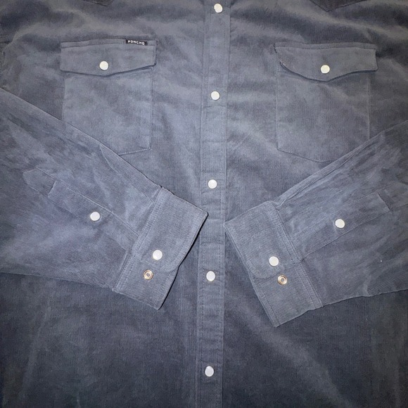 Poncho Men's XXXL Regular The Dusty Burro Corduroy Dark Gray Pearl Snaps Western - Picture 5 of 13